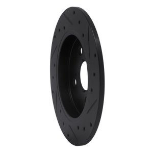 Toyota Yaris Brake Rotor (1) - Rear Left - R1 Concepts - Drilled & Slotted - Black - `12-`18